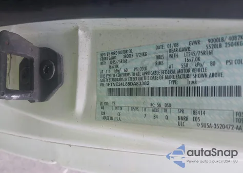 2008 Ford E-250 Commercial/Recreational from USA, damaged, VIN 1FTNE24L88DA83382